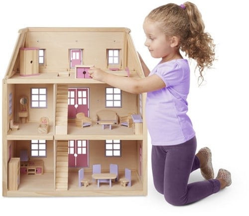 Melissa & Doug Mehrstöckiges Hölzernes Puppenhaus-2