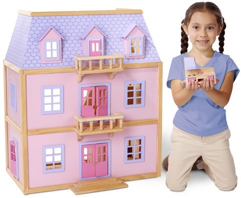 Melissa & Doug Mehrstöckiges Hölzernes Puppenhaus-3