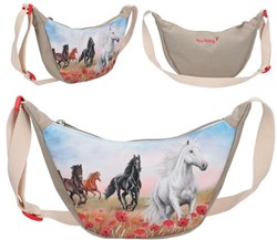 Depesche Miss Melody Umhängetasche - kleine Halbmond Tasche POPPY SAND Pferde