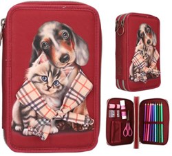 Depesche TOPModel Federmäppchen rot mit Tiermotiv und Schulzubehör