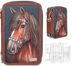 Depesche Federmäppchen Miss Melody LUXURY HORSE 3-Fach gefüllt blau