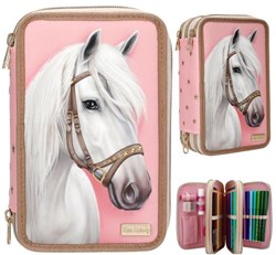 Depesche Miss Melody Federmappe 3-Fach rosa gefüllt Pferdemotiv Classic