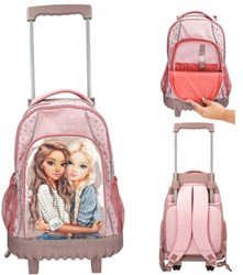 Depesche TOPModel Rucksack Trolley DOTS rosa mit Rollen und Punkten