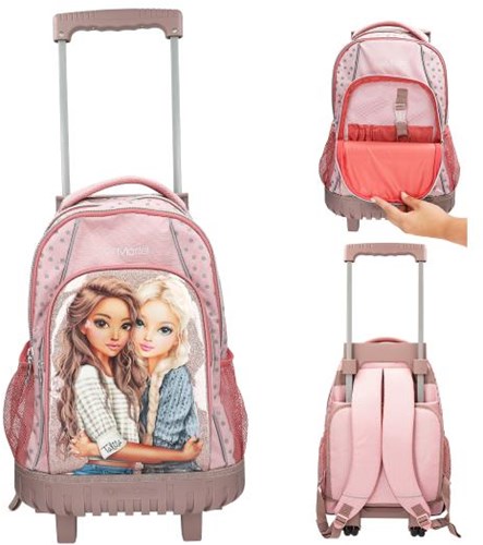 Depesche TOPModel Rucksack Trolley DOTS rosa mit Rollen und Punkten