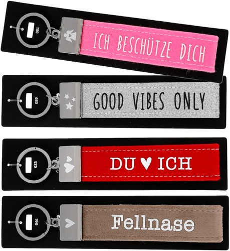 Depesche Filz Schlüsselanhänger rot weiß mit Metallschließe und Aufdruck