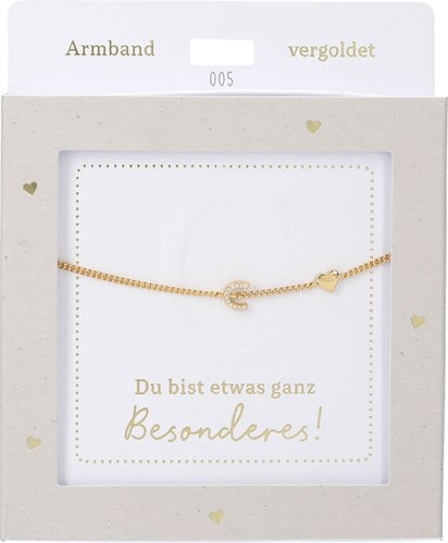 Depesche Armband Gold mit C-Anhänger und Herz - Freundschaftsschmuck