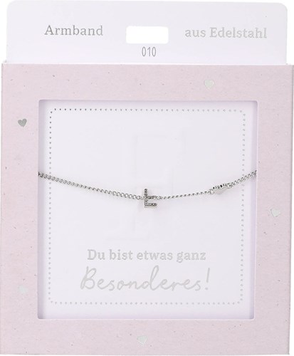 Depesche Armband Silber mit F-Anhänger und Herz - Freundschaftsschmuck