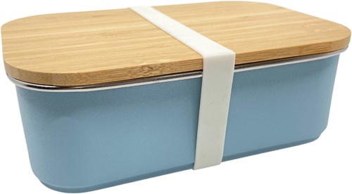 Smikkels Brotdose Edelstahl mit Bambusdeckel - blau - 900ml - Kinder-2