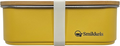 Smikkels Lunchbox - Edelstahl Brotdose mit Bambusdeckel gelb 900ml