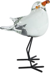 Van Manen Skulptur Spielzeug Dekoration Seagull weiß grau Glas 12x8,5x16cm