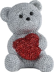 Van Manen Skulptur Spielzeug Bär Herz silber Polystone Dekoration