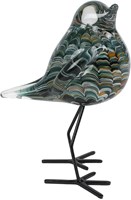 Van Manen dekorative Skulptur Vogel graues Glas 11,5x8,5x16cm
