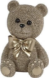 Van Manen Teddybär Skulptur Gold Polystone Dekoration Geschenk
