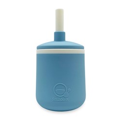 Smikkels Silikon Kinderbecher - blauer Trinklernbecher mit Strohhalm - sicher