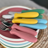 Smikkels Silikon Kinderbesteck Set 3-teilig rosa - Kleinkind Besteck-2