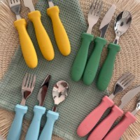 Smikkels Silikon Kinderbesteck Set 3-teilig rosa - Kleinkind Besteck-3