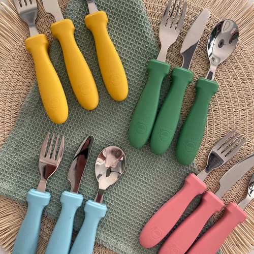 Smikkels Silikon Kinderbesteck Set 3-teilig rosa - Kleinkind Besteck-3