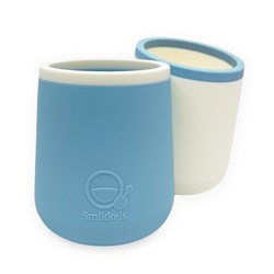 Smikkels Silikon Kinderbecher Set Blau - bruchsichere Trinkbecher