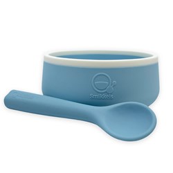 Smikkels – Silikon-Kinderschüssel mit Löffel – Blau