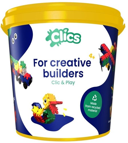 Clics Bausteine 8-in-1 Eimer - nachhaltiges Konstruktionsspielzeug 160 Teile