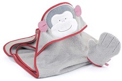 Monkey Carlo Bath Wrap with Mitt