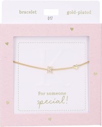 Depesche Armband Heart of Gold mit Buchstabe K - goldfarben und Kristall