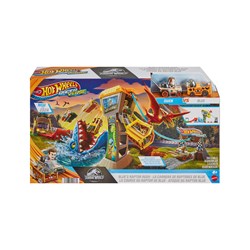 Hot Wheels Spielzeug - Racerverse Blue's Raptor Fahrt Spielset Jurassic World