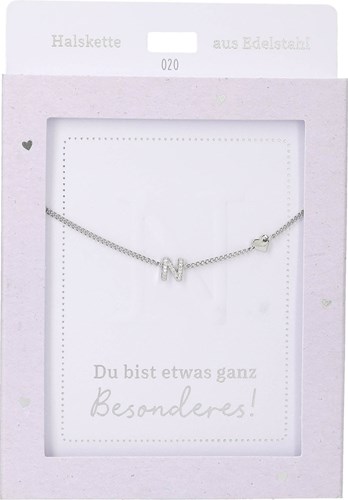 Depesche Halskette Silber Buchstabe N Herz - Schmuck Geschenk Damen