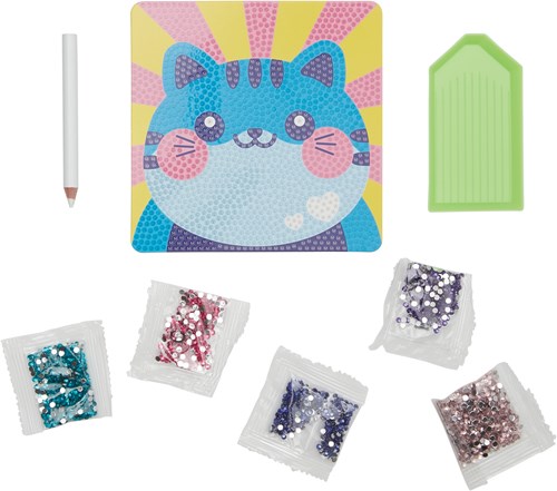 Ooly Mini Edelstein Kunst Bastelset - Cutesy Cat kreatives Spielzeug-2