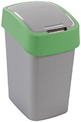 Curver Abfalleimer Flip Bin 45L silber grün - Kunststoff Mülleimer