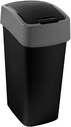 Curver Abfalleimer Flip Bin 50L schwarz silber - große Mülltonne
