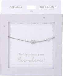 Depesche Armband Silber mit Buchstabe N und Herzanhänger - Freundschaftsschmuck