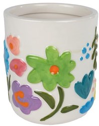 Blumentopf Fleur Keramik bunt Blumen 11x11x12cm dekorativ