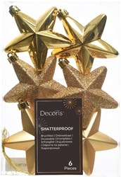 Decoris goldene Stern Weihnachtsdeko Kunststoff 7,5 cm 6er-Set