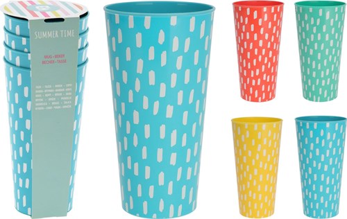 Excellent Houseware Becherset Kunststoff 4-teilig 400ml Trinkbecher
