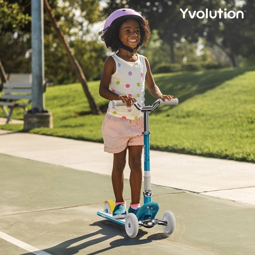 Yvolution Kinderroller Classic Glider blau - verstellbarer Lenker und klappbar-2