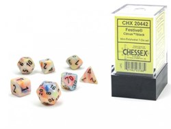 Chessex Festliche Mini Polyhedral Circus schwarze Würfel Set 7 Stück