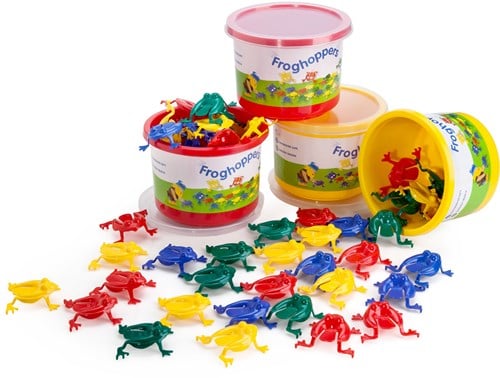 Viking Toys Spielzeug Froschspiel - 16 bunte Frösche im Eimer