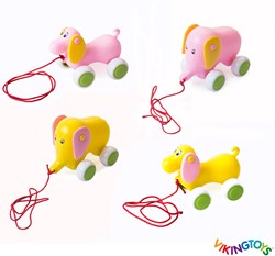 Viking Toys Nachziehspielzeug Babyhund und Elefant für Kinder