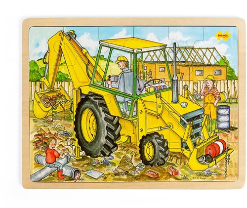 BigJigs Holzpuzzle Bagger - 24 Teile - Lernspielzeug für Kinder-2