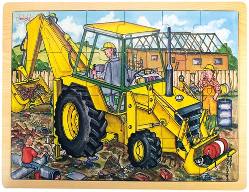 BigJigs Holzpuzzle Bagger - 24 Teile - Lernspielzeug für Kinder-3