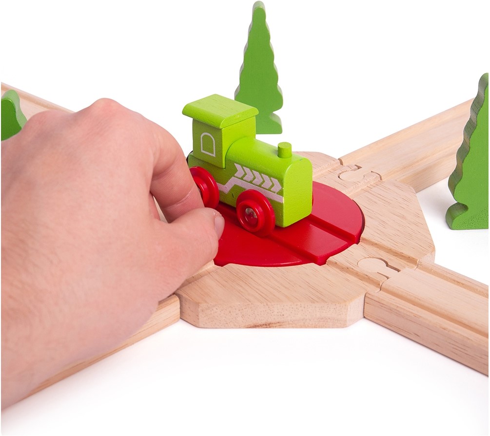 BigJigs Holz Eisenbahn 4 Richtungen Drehscheibe