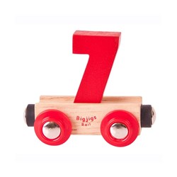BigJigs Holz Zahlenwaggon Spielzeugeisenbahn - Nummer 7 - bunt