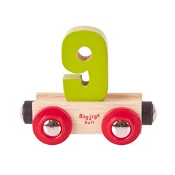 BigJigs Zahlenwaggon Holzeisenbahn Nummer 9 buntes Spielzeug