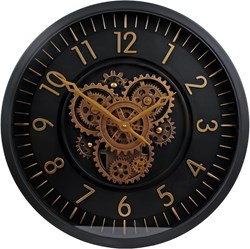 Radarklok Vincent Wanduhr schwarz gold Metall Vintage Industrie 46cm