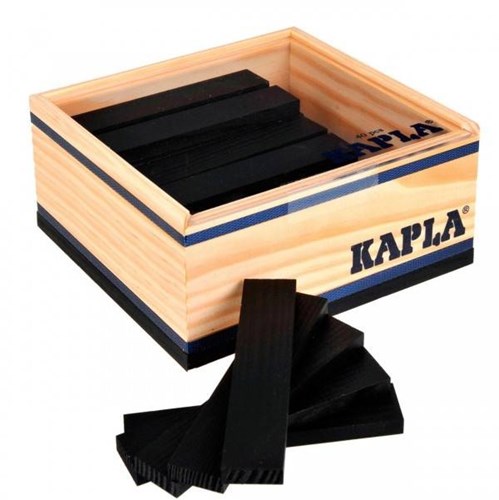 Kapla Bauset schwarz - 40 Holzplättchen - Konstruktionsspielzeug