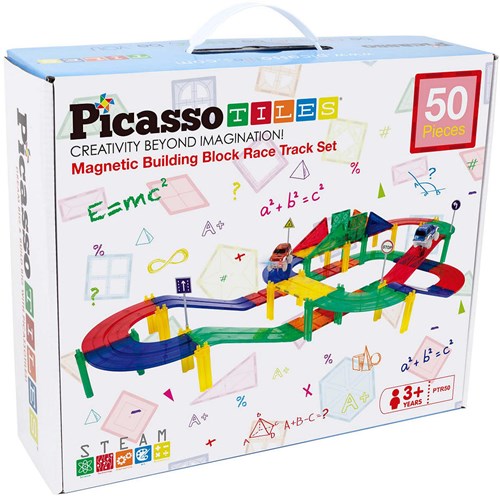 Picasso Tiles Magnetic Race Track Building Blocks 50pcs