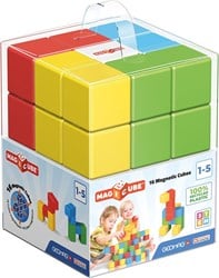 Geomag Magicube - 16 Würfel - Magnetisches Konstruktionsspielzeug für Kinder - Green Line - Lernspiel aus 100% Recyclingkunststoff