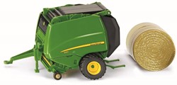 SIKU 2465, John Deere Rundballenpresse 990, 1:32, Metall/Kunststoff, Grün, Öffenbare Seiten- und Heckklappe