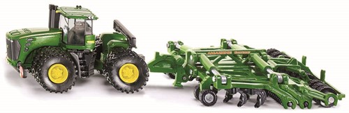 SIKU 1856, John Deere 9630 Traktor mit Amazone Centaur Grubber, 1:87, Metall/Kunststoff, Grün, Hochklappbare Grubberelemente